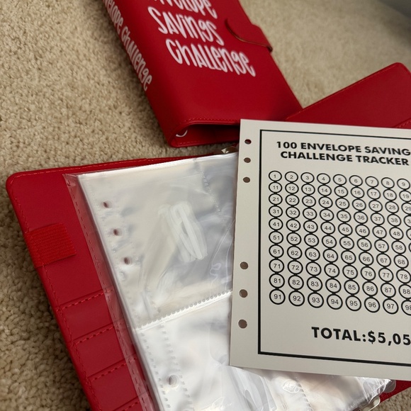 RED 100 Money Savings Challenge A5 Money Binder Book Money Budget Book Budget - Picture 6 of 9